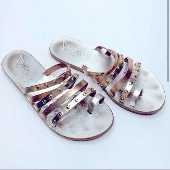 Ancient Greek Sandals RARE Metallic Niki Nails size 38 fits 7 - 7.5 - 8
